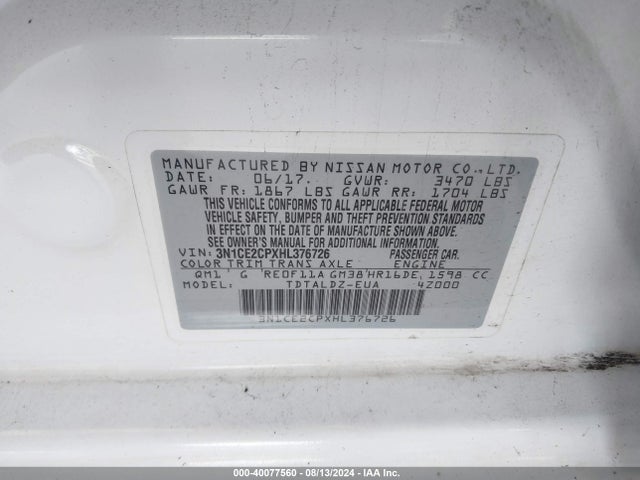 Nissan Versa Note Sv 2017 3N1CE2CPXHL376726 Image 9