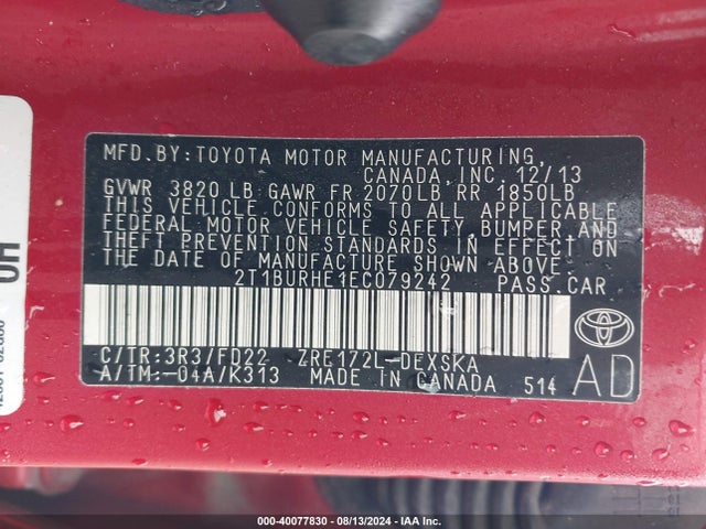 Toyota Corolla S Plus 2014 2T1BURHE1EC079242 Image 9