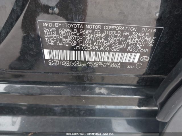 JTHC5LFF7J5001080 Lexus Ls 500