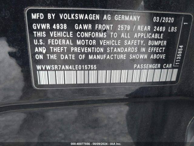 WVWSR7AN4LE015755 Volkswagen Arteon 2.0t Sel R-line