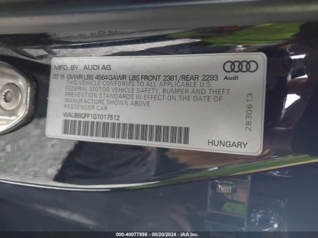 WAUB8GFF1G1017512 Audi A3 2.0t Premium
