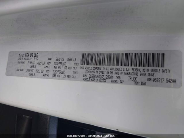3C6TRVAG1GE129904 RAM Promaster 1500 Low Roof
