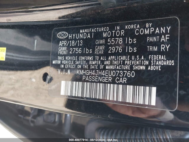 KMHGH4JH4EU073760 Hyundai Equus Ultimate