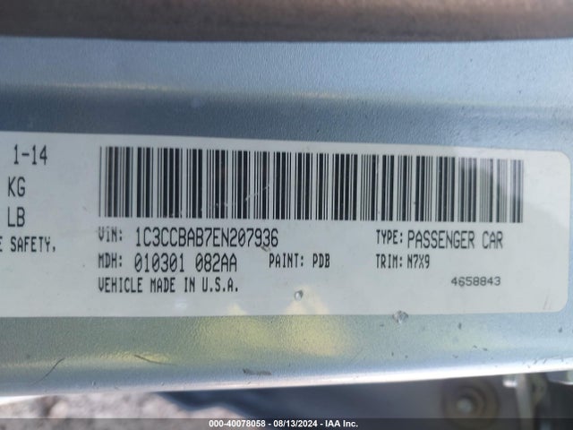1C3CCBAB7EN207936 Chrysler 200 LX