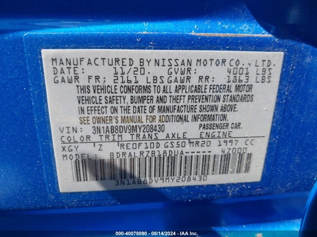Nissan Sentra Sr Xtronic Cvt 2021 3N1AB8DV9MY208430 Image 9