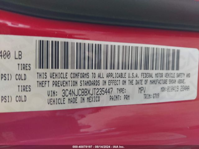 3C4NJCBBXJT235447 Jeep Compass Latitude Fwd