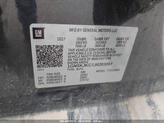 Chevrolet Suburban Premier 2018 1GNSKJKC7JR203097 Image 9