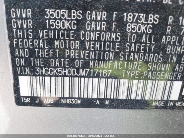3HGGK5H00JM717167 Honda Fit Ex-l