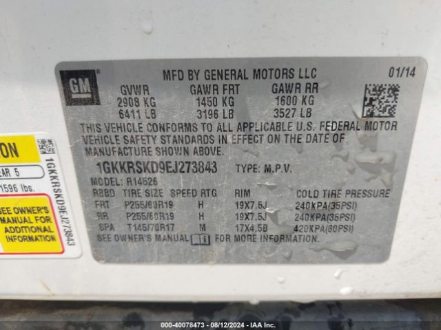 1GKKRSKD9EJ273843 GMC Acadia Slt-2