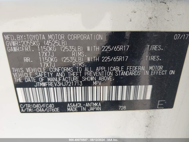 Toyota Rav4 Xle 2017 JTMWFREV3HJ721713 Image 9