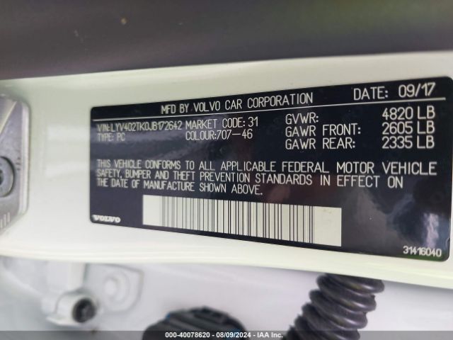 LYV402TK0JB172642 Volvo S60 Inscription T5