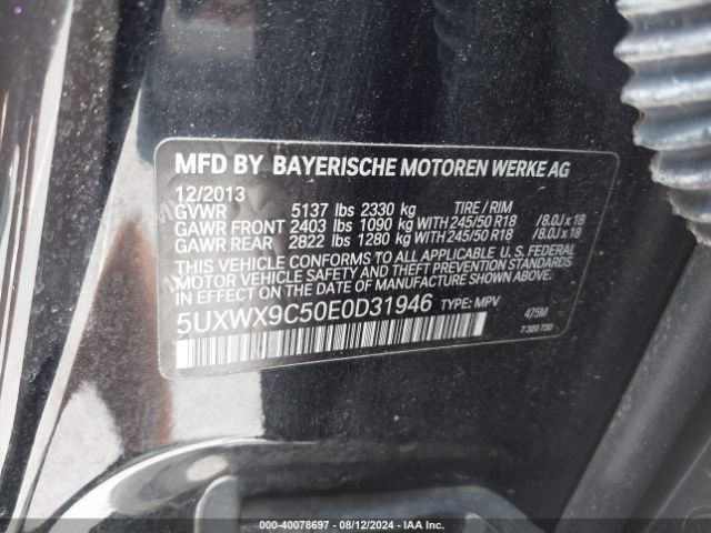 5UXWX9C50E0D31946 BMW X3 Xdrive28i