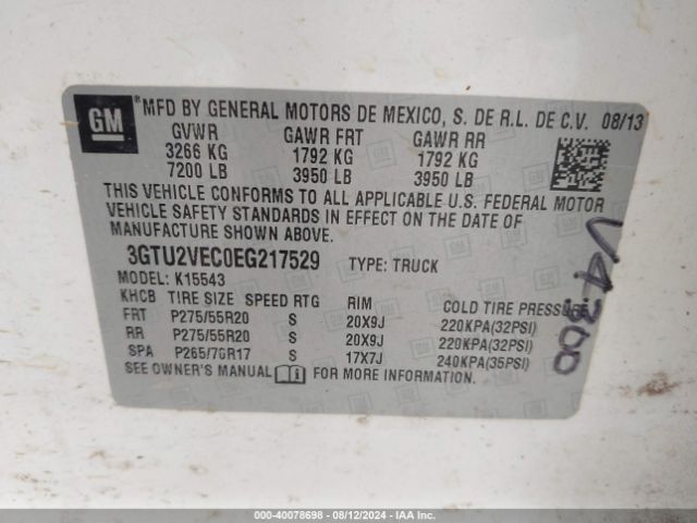3GTU2VEC0EG217529 GMC Sierra 1500 Slt