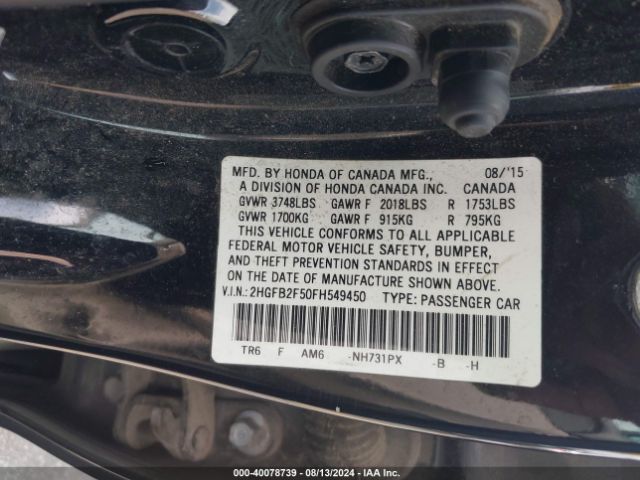 2HGFB2F50FH549450 Honda Civic Lx