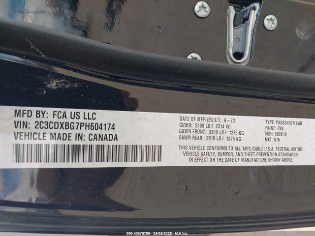 Dodge Charger 2023 2C3CDXBG7PH604174 Image 9