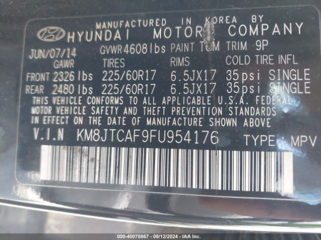 KM8JTCAF9FU954176 Hyundai TUCSON GLS