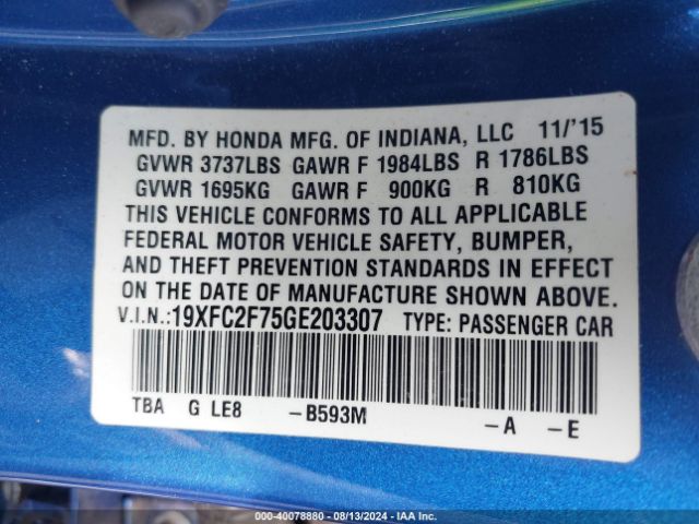 19XFC2F75GE203307 Honda CIVIC EX