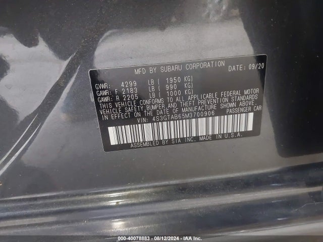 4S3GTAB65M3700906 Subaru Impreza 5-door