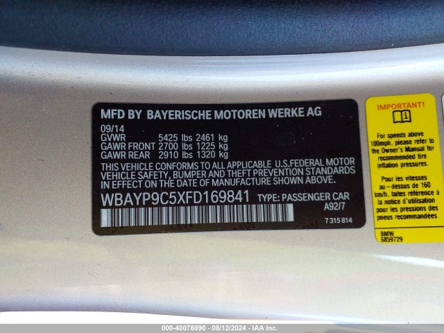 BMW 650i 2015 WBAYP9C5XFD169841 Image 9