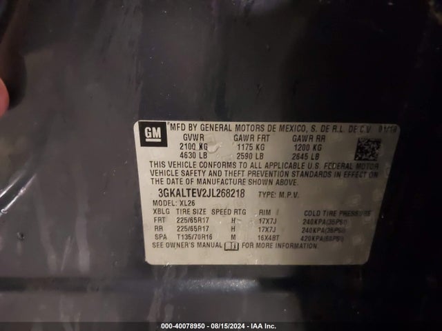 3GKALTEV2JL268218 GMC Terrain Sle
