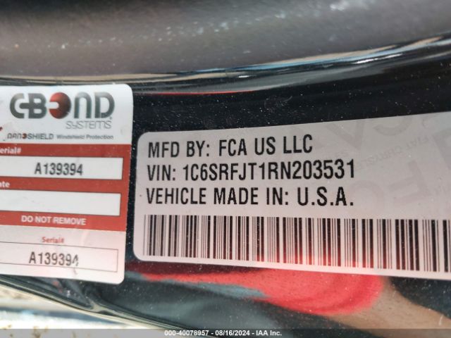 1C6SRFJT1RN203531 RAM 1500 Laramie  4x4 5'7 Box