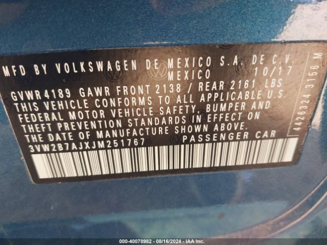 3VW2B7AJXJM251767 Volkswagen Jetta 1.4t S