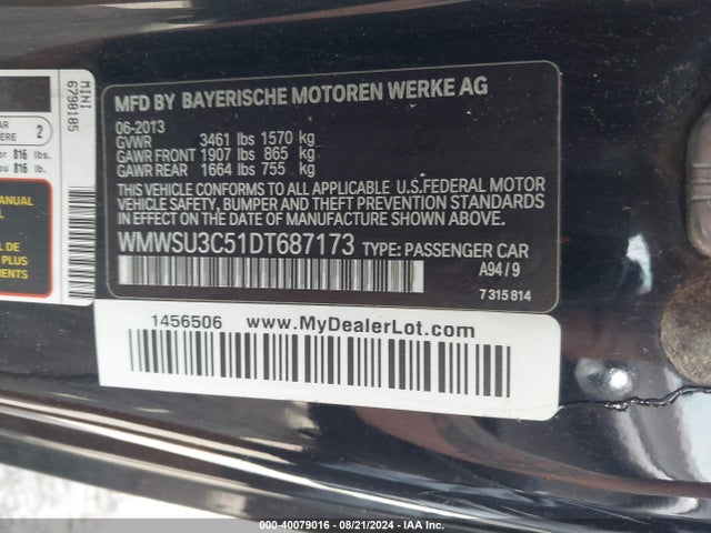 2013 MINI HARDTOP WMWSU3C51DT687173 Photo 8