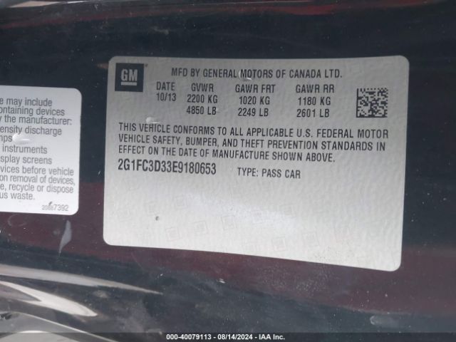 2G1FC3D33E9180653 Chevrolet Camaro 2lt