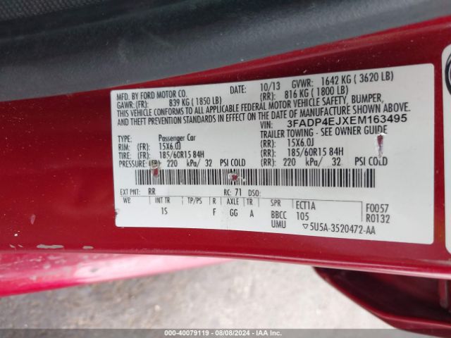 3FADP4EJXEM163495 Ford FIESTA SE
