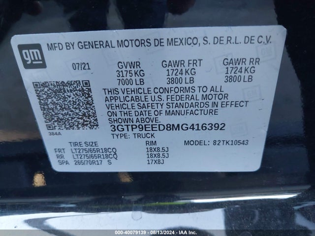 GMC Sierra K1500 At4 2021 3GTP9EED8MG416392 Image 9