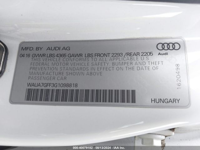 WAUA7GFF3G1098818 Audi A3 1.8t Premium