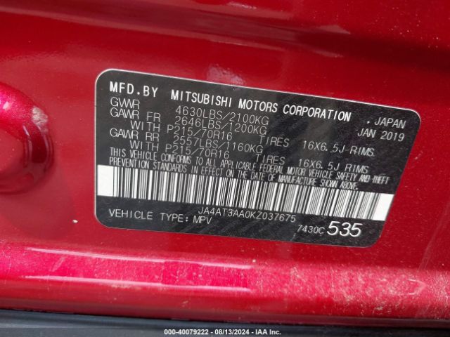 JA4AT3AA0KZ037675 Mitsubishi Eclipse Cross Es
