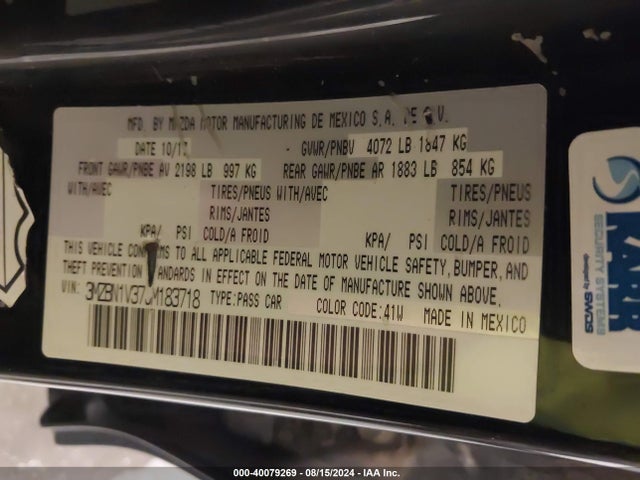 3MZBN1V37JM183718 Mazda Mazda3 Touring