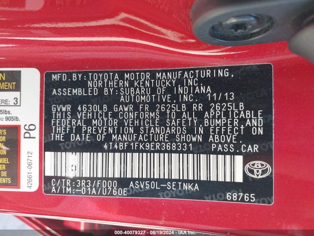 Toyota CAMRY LE 2014 4T4BF1FK9ER368331 Image 9