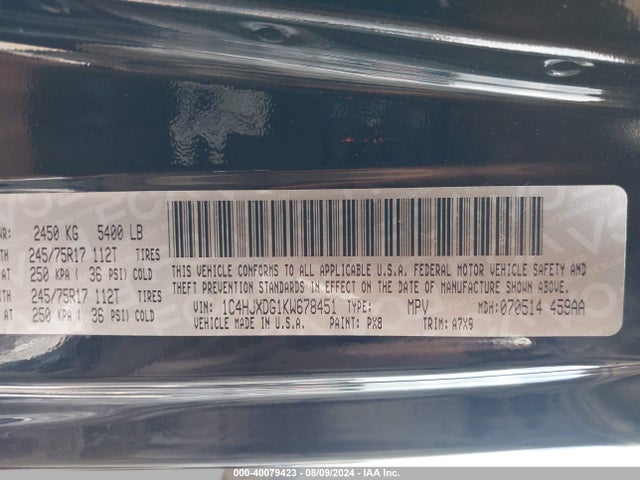1C4HJXDG1KW678451 Jeep Wrangler Unlimited Sport S 4x4