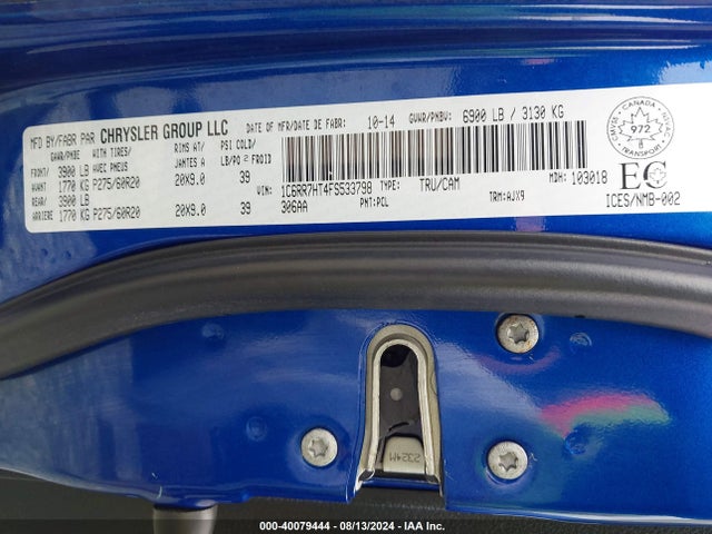 RAM 1500 Sport 2015 1C6RR7HT4FS533798 Image 9