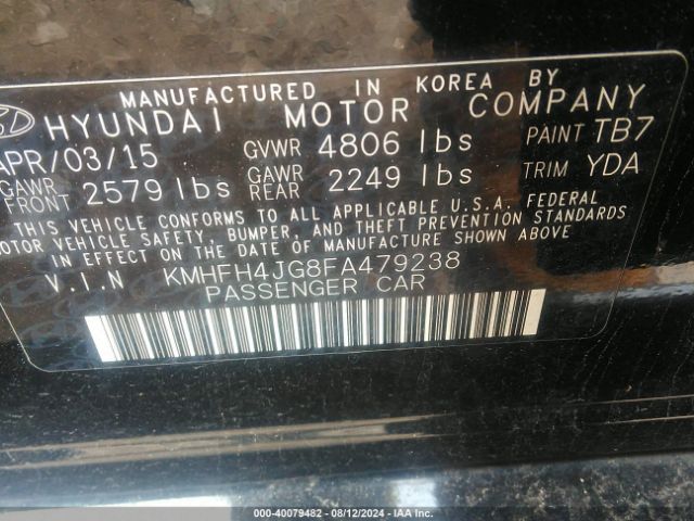 KMHFH4JG8FA479238 Hyundai Azera Limited