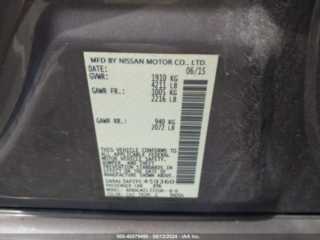 1N4AL3AP2FC459360 Nissan Altima 2.5 Sv