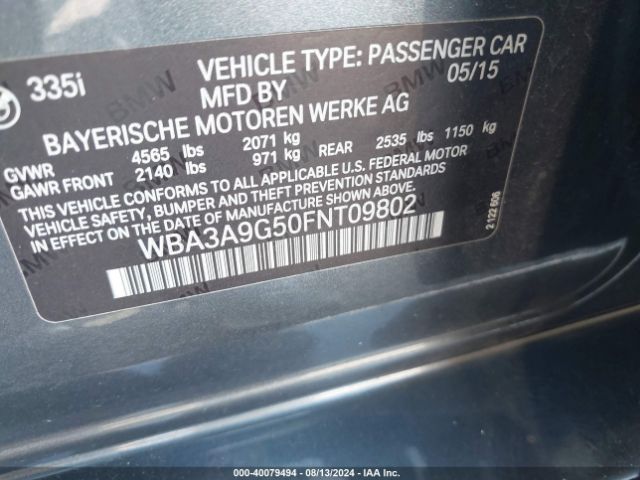 WBA3A9G50FNT09802 BMW 335i