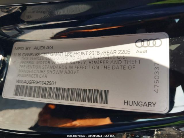 WAUAUGFF0H1042961 Audi A3 2.0t Premium