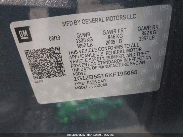 1G1ZB5ST6KF195665 Chevrolet Malibu 1ls