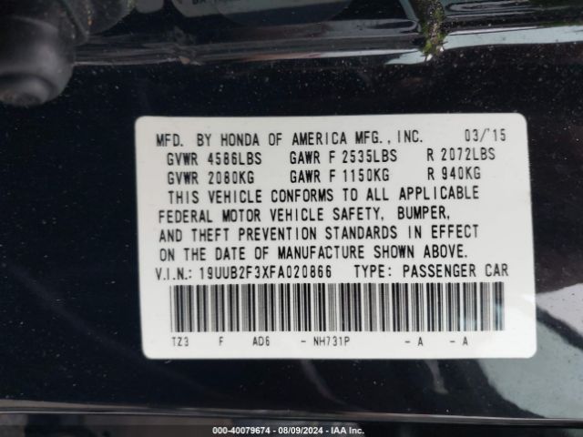 19UUB2F3XFA020866 Acura Tlx V6