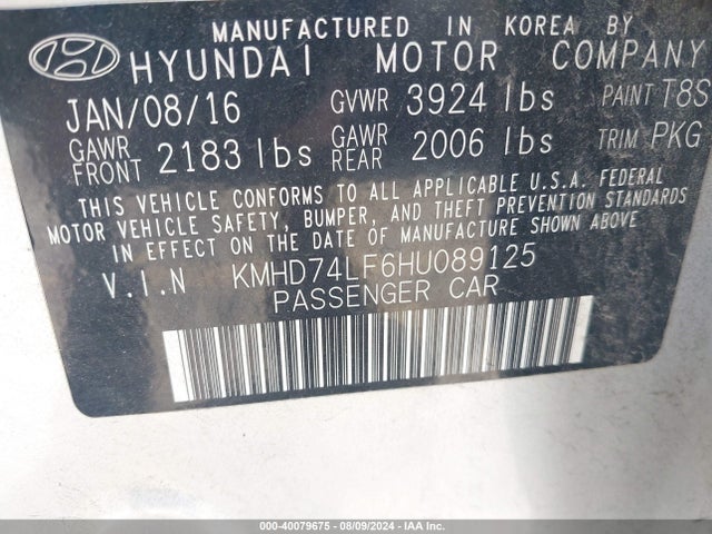 Hyundai ELANTRA SE 2017 KMHD74LF6HU089125 Image 9