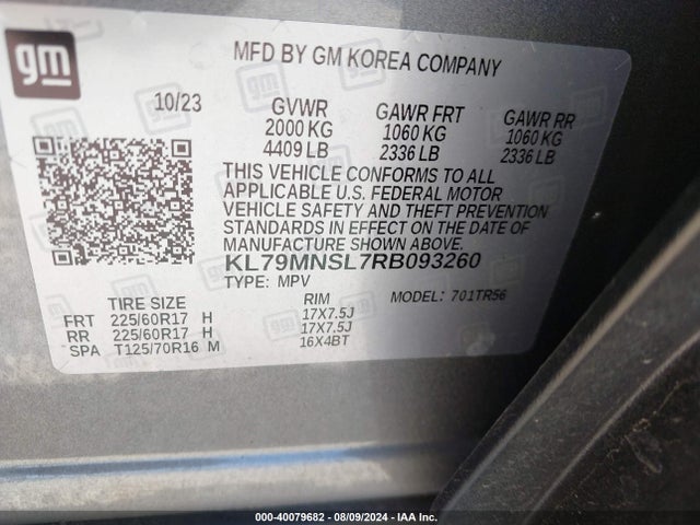 Chevrolet Trailblazer Awd Ls 2024 KL79MNSL7RB093260 Image 9