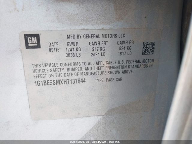 1G1BE5SMXH7137644 Chevrolet Cruze Lt Auto