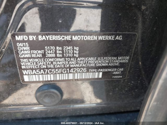 BMW 528i Xdrive 2015 WBA5A7C55FG142926 Image 9