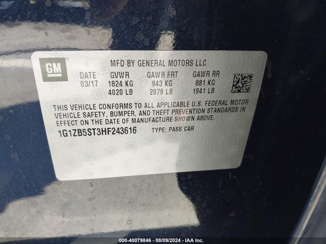 Chevrolet MALIBU LS 2017 1G1ZB5ST3HF243616 Image 9