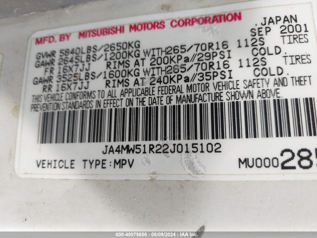 2002 MITSUBISHI MONTERO JA4MW51R22J015102 Photo 8