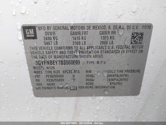 2011 CADILLAC SRX 3GYFNBEY7BS560609 Photo 8