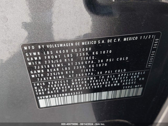 3VVWX7B29NM043321 Volkswagen Taos 1.5t Se